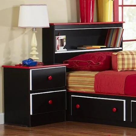 2 Drawer Nightstand with Roller Glides